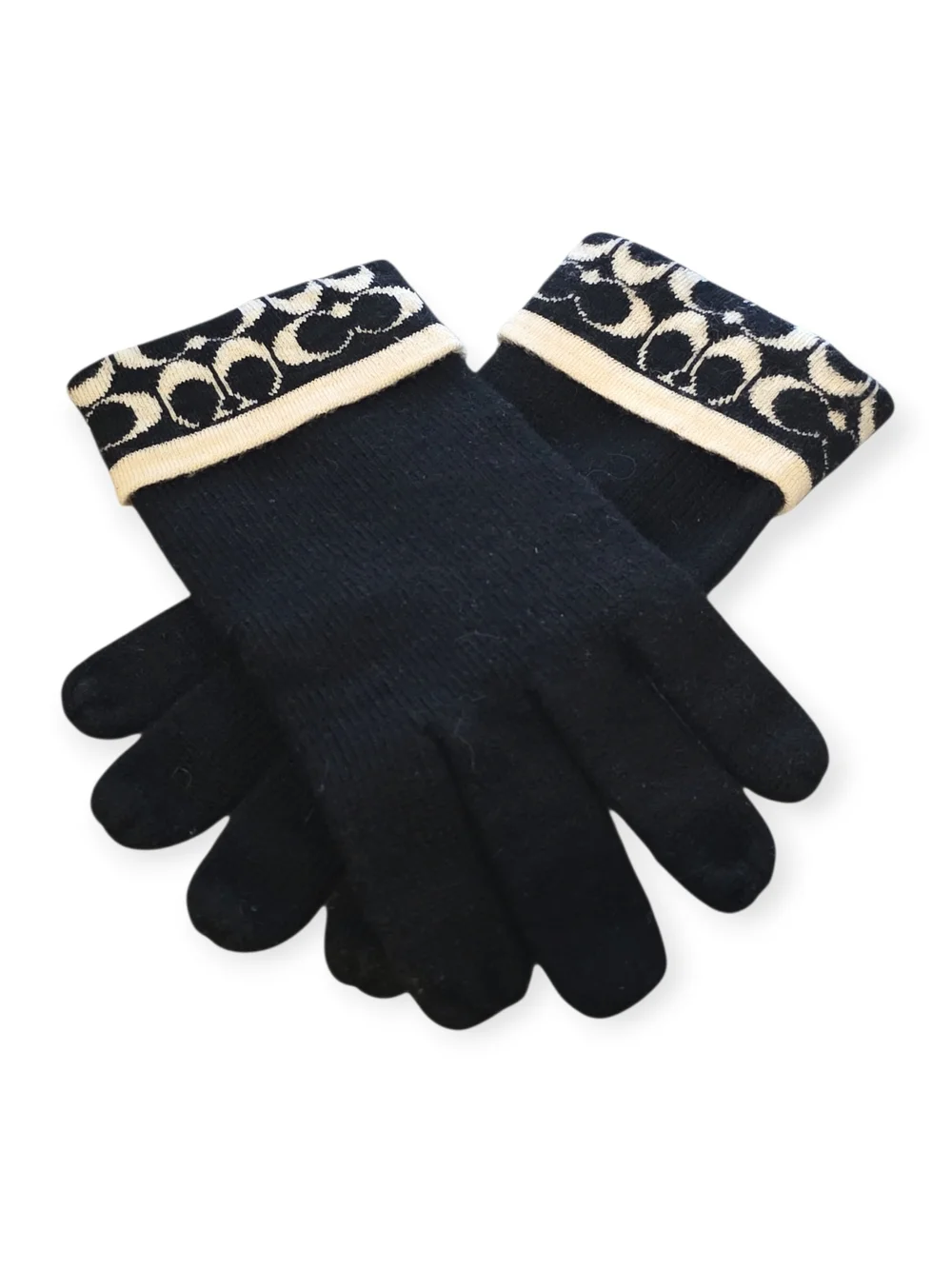 Women's NWOT Coach Signature 100% merino wool gloves, one size